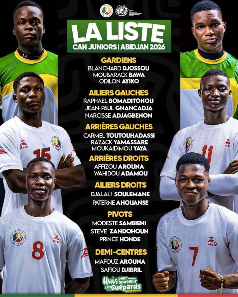 CAN U21 de handball : les 18 Guépards béninois retenus pour Abidjan